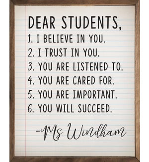 Personalized Name Dear Students White